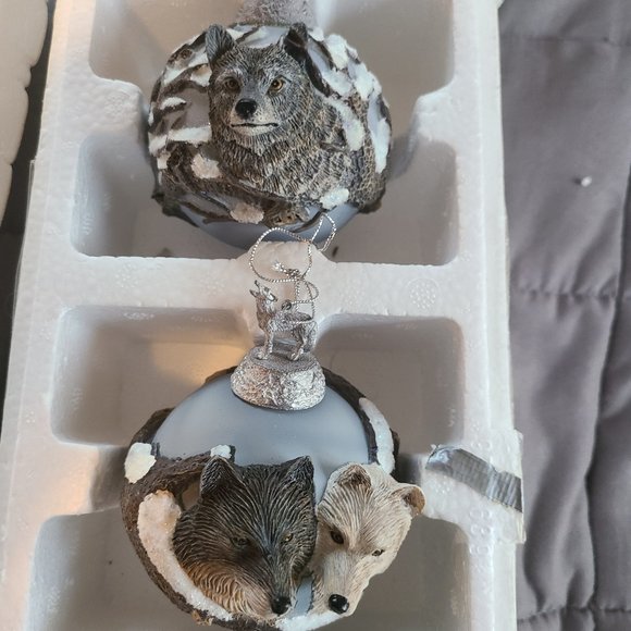Vintage Bradford Edition Wolf Christmas Ornaments 1999 Eyes of the Wild - Picture 3 of 16